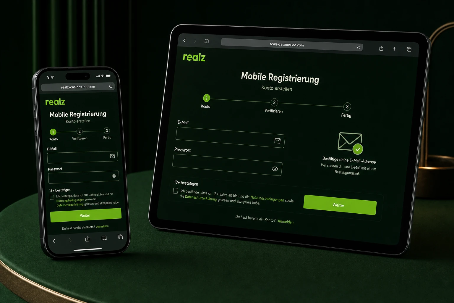 Registrierung auf Smartphone und Tablet
